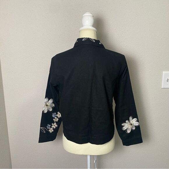Vintage Studio Works Linen Blend Floral Embroidered Button Front Jacket Size PS - Picture 2 of 13